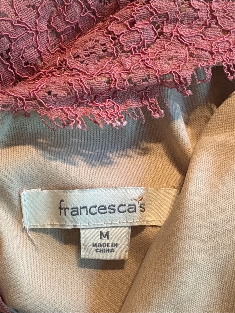 Francesca’s Coral Lace Midi Dress with Cream Tulle Hem - Picture 8 of 8